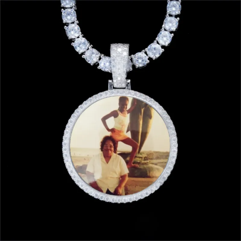 925S & VVS Moissanite 3D Circle Custom Picture Pendant sold by The GUU Shop