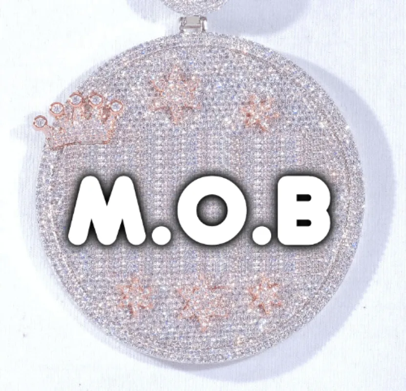 CUSTOM LETTER NECKLACE 3D BIG CROWN DISC sold by The GUU Shop