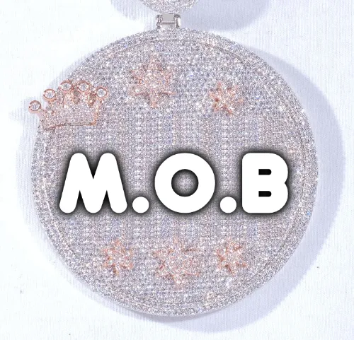 CUSTOM LETTER NECKLACE 3D BIG CROWN DISC sold by The GUU Shop