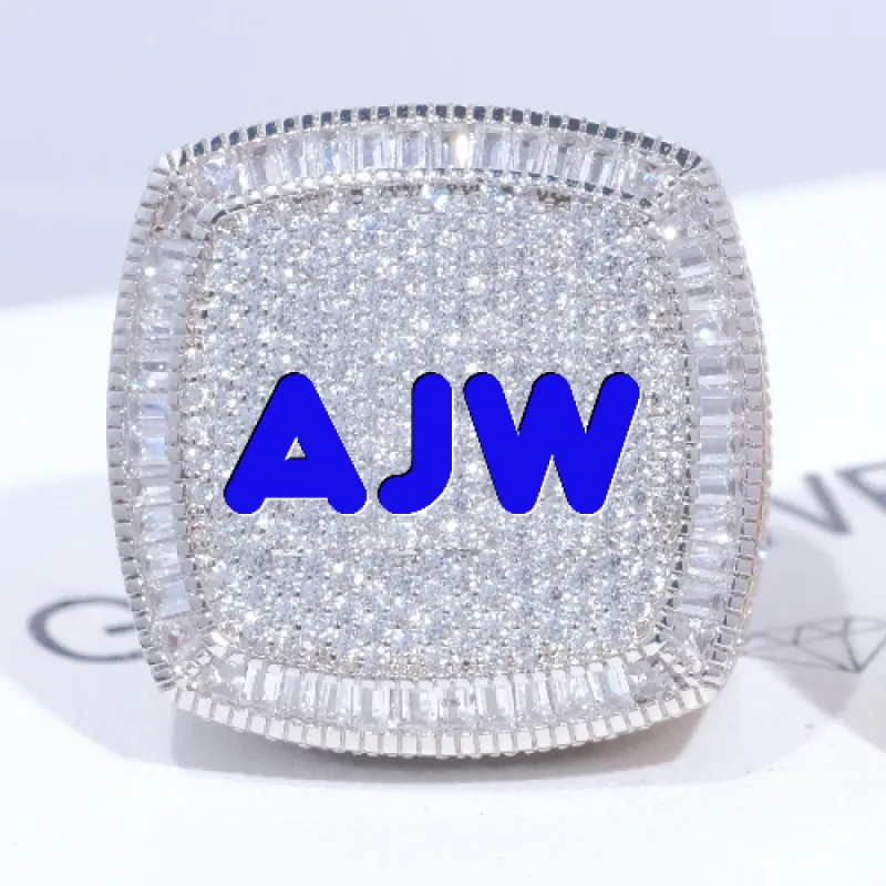 CUSTOM LETTER 3D ICED RING sold by The GUU Shop