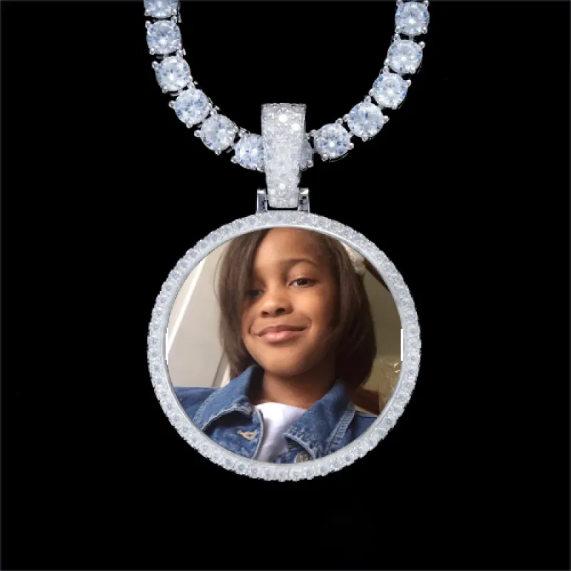 925S & VVS Moissanite 3D Circle Custom Picture Pendant sold by The GUU Shop
