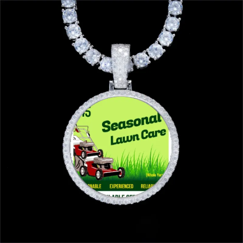 925S & VVS Moissanite 3D Circle Custom Picture Pendant made by The GUU Shop