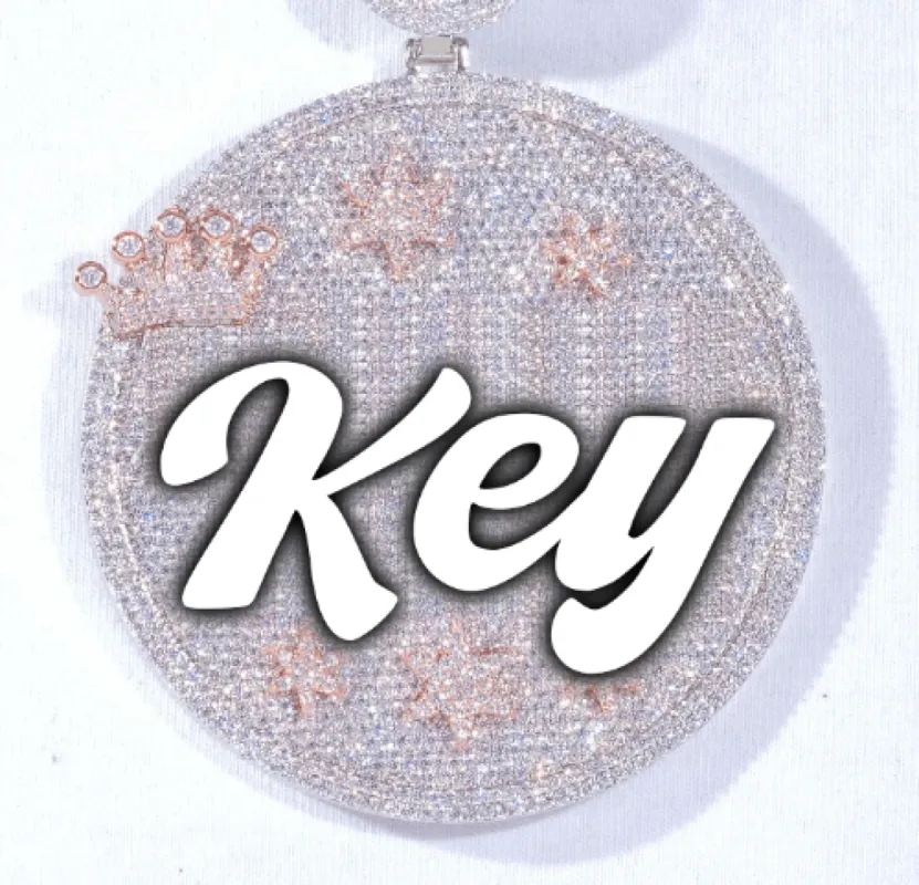 CUSTOM LETTER NECKLACE 3D BIG CROWN DISC sold by The GUU Shop