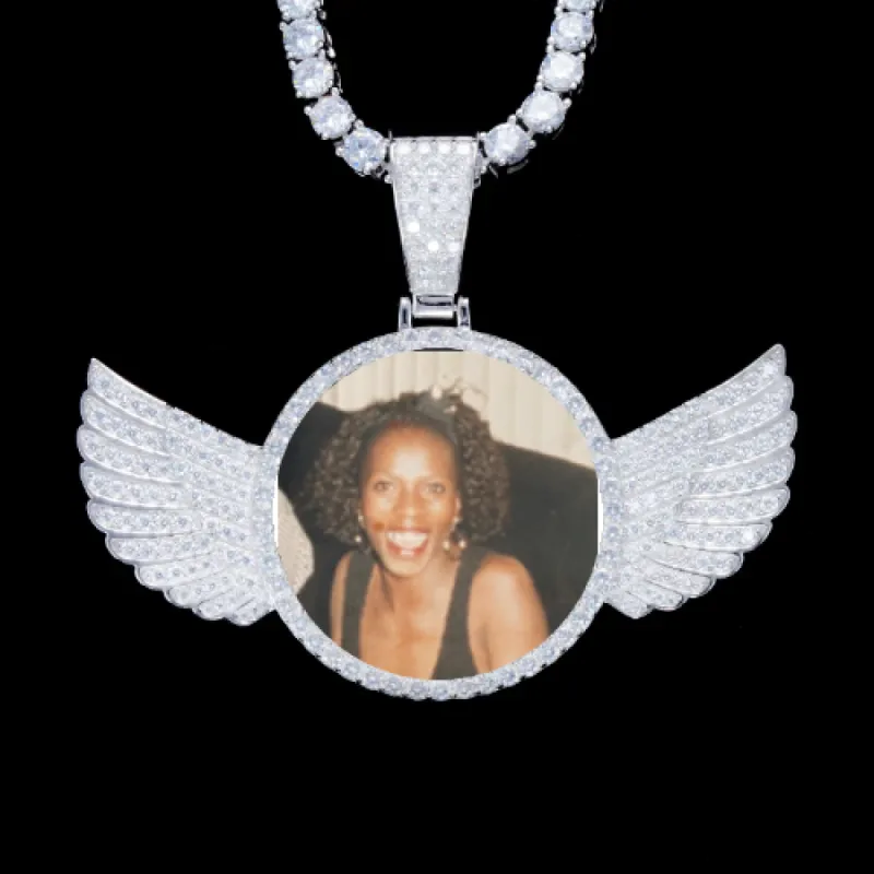 925S & VVS Moissanite 3D Wing Custom Picture Pendant sold by The GUU Shop