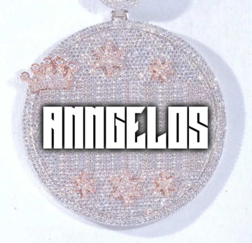 CUSTOM LETTER NECKLACE 3D BIG CROWN DISC sold by The GUU Shop