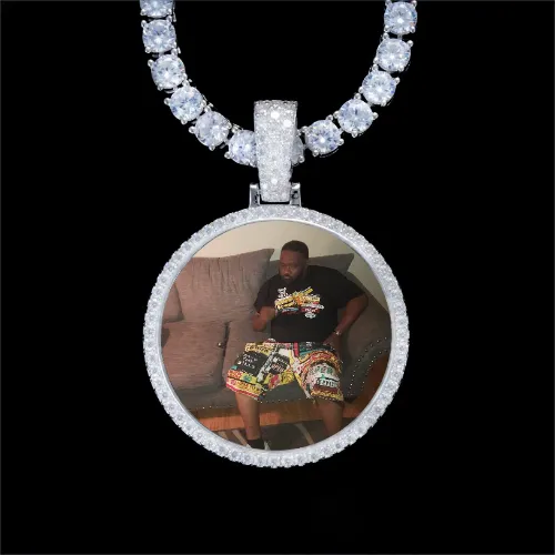 925S & VVS Moissanite 3D Circle Custom Picture Pendant sold by The GUU Shop