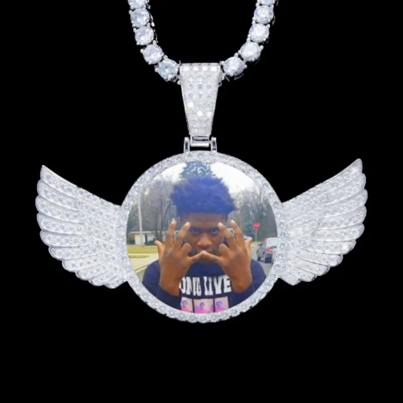 925S & VVS Moissanite 3D Wing Custom Picture Pendant made by The GUU Shop