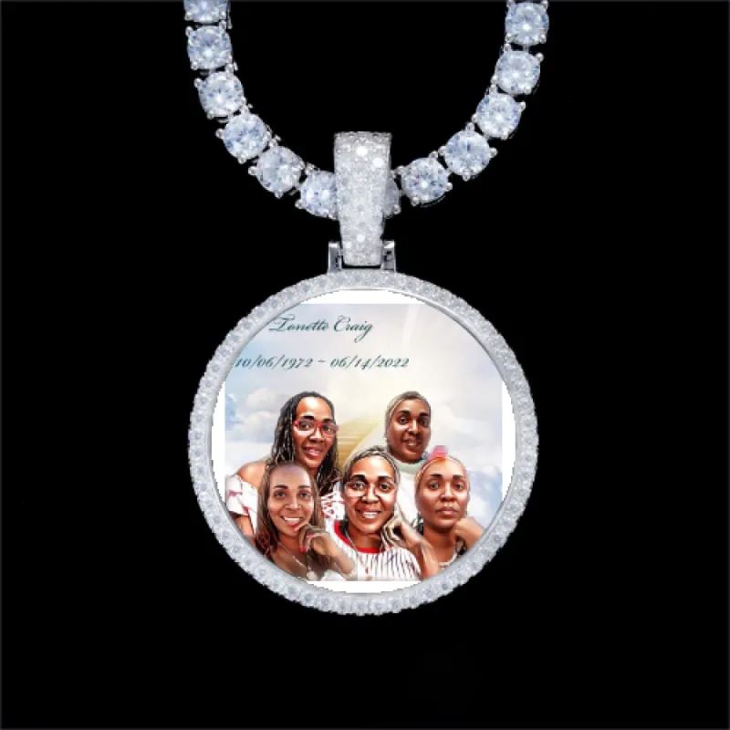 925S & VVS Moissanite 3D Circle Custom Picture Pendant sold by The GUU Shop