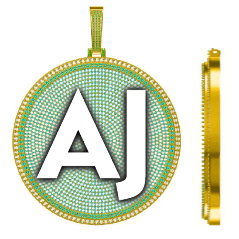 CUSTOM LETTER NECKLACE 3D BIG DISC sold by The GUU Shop