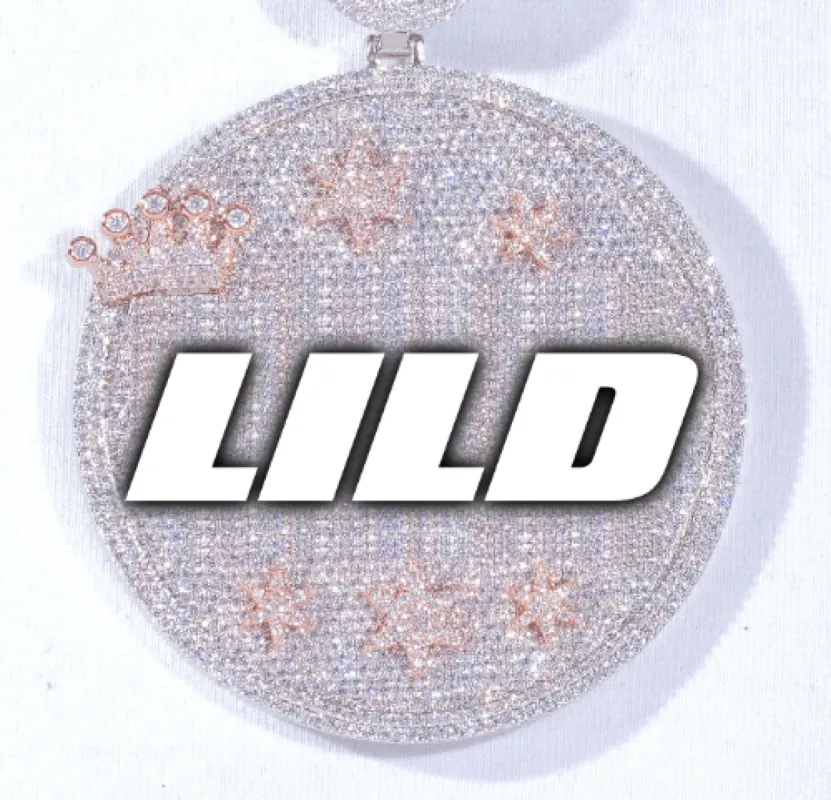 CUSTOM LETTER NECKLACE 3D BIG CROWN DISC sold by The GUU Shop