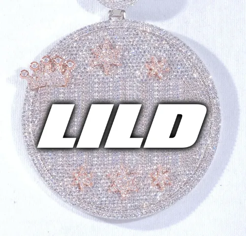 CUSTOM LETTER NECKLACE 3D BIG CROWN DISC sold by The GUU Shop