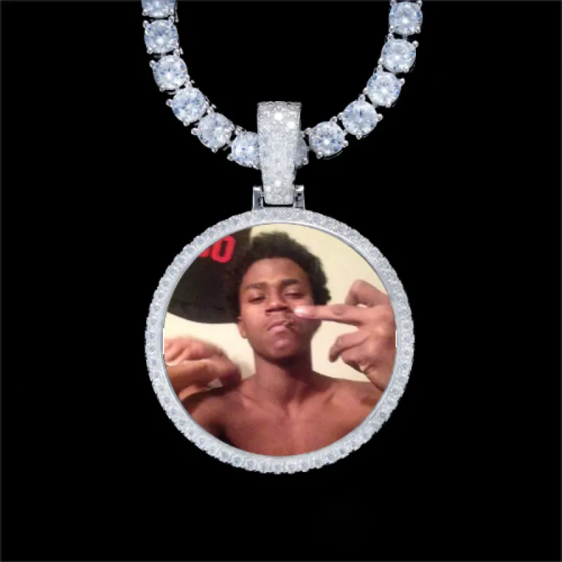 925S & VVS Moissanite 3D Circle Custom Picture Pendant sold by The GUU Shop