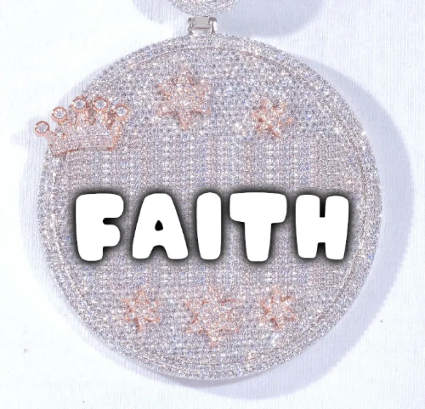 CUSTOM LETTER NECKLACE 3D BIG CROWN DISC sold by The GUU Shop