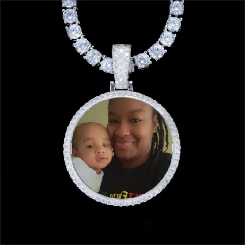 925S & VVS Moissanite 3D Circle Custom Picture Pendant sold by The GUU Shop