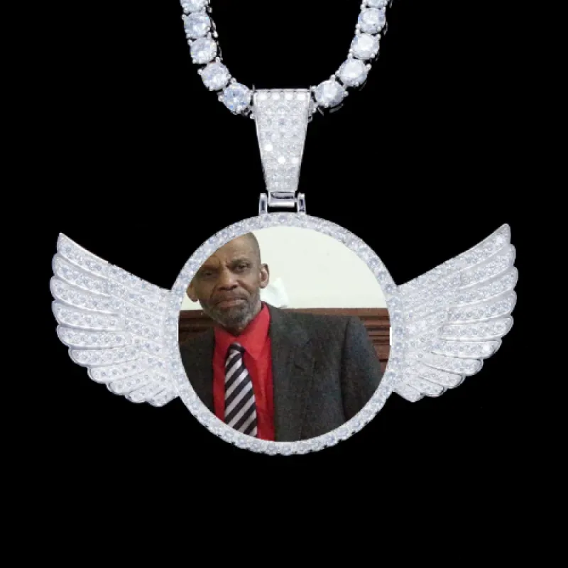 925S & VVS Moissanite 3D Wing Custom Picture Pendant sold by The GUU Shop