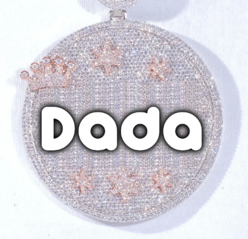 CUSTOM LETTER NECKLACE 3D BIG CROWN DISC sold by The GUU Shop