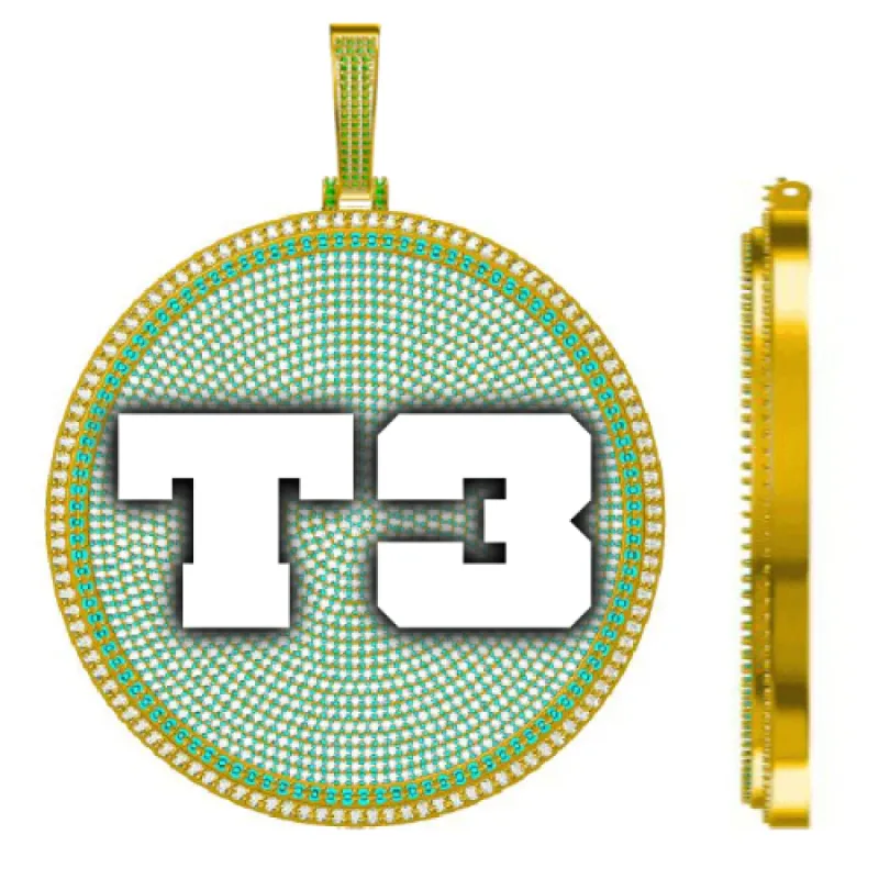 CUSTOM LETTER NECKLACE 3D BIG DISC sold by The GUU Shop