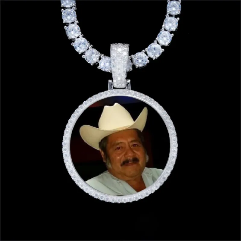 925S & VVS Moissanite 3D Circle Custom Picture Pendant sold by The GUU Shop