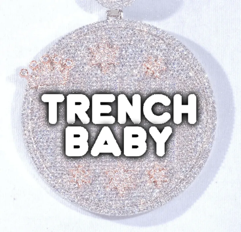 CUSTOM LETTER NECKLACE 3D BIG CROWN DISC sold by The GUU Shop