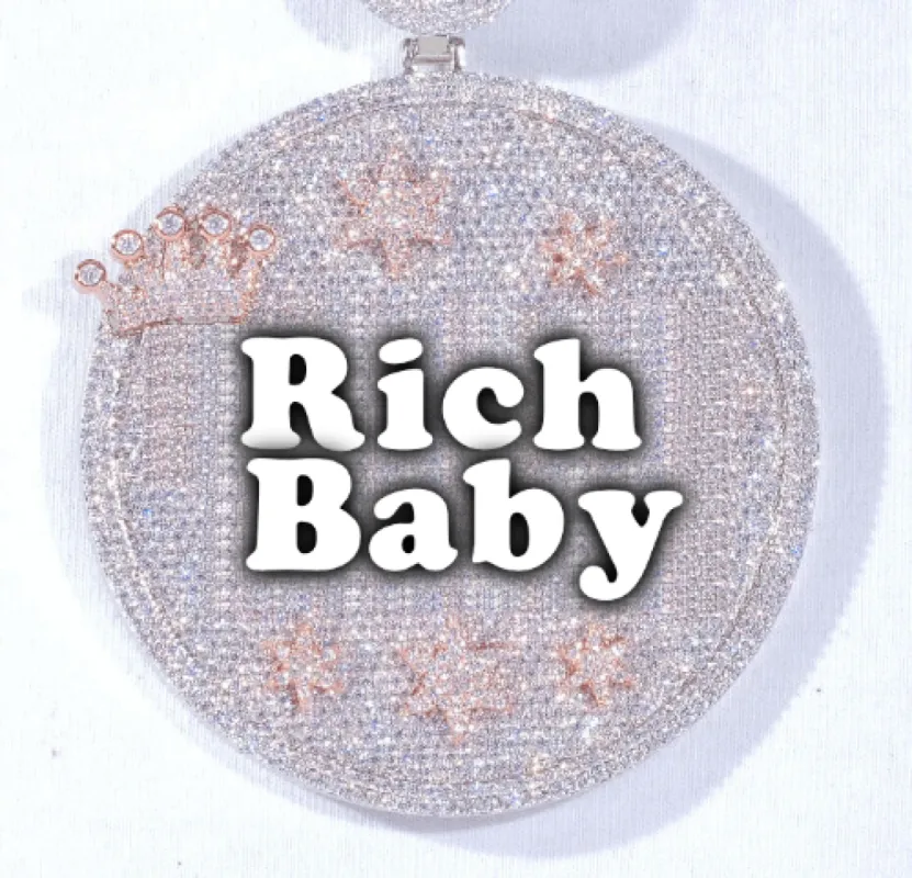 CUSTOM LETTER NECKLACE 3D BIG CROWN DISC sold by The GUU Shop