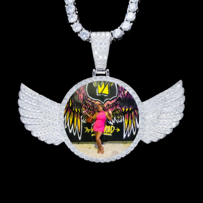 925S & VVS Moissanite 3D Wing Custom Picture Pendant sold by The GUU Shop