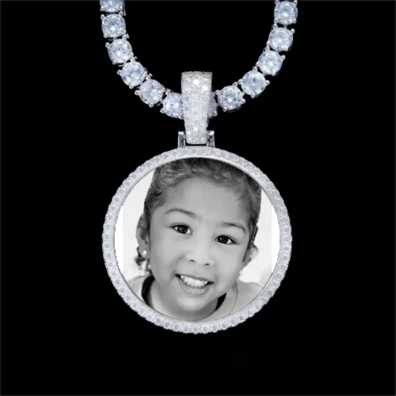 925S & VVS Moissanite 3D Circle Custom Picture Pendant sold by The GUU Shop