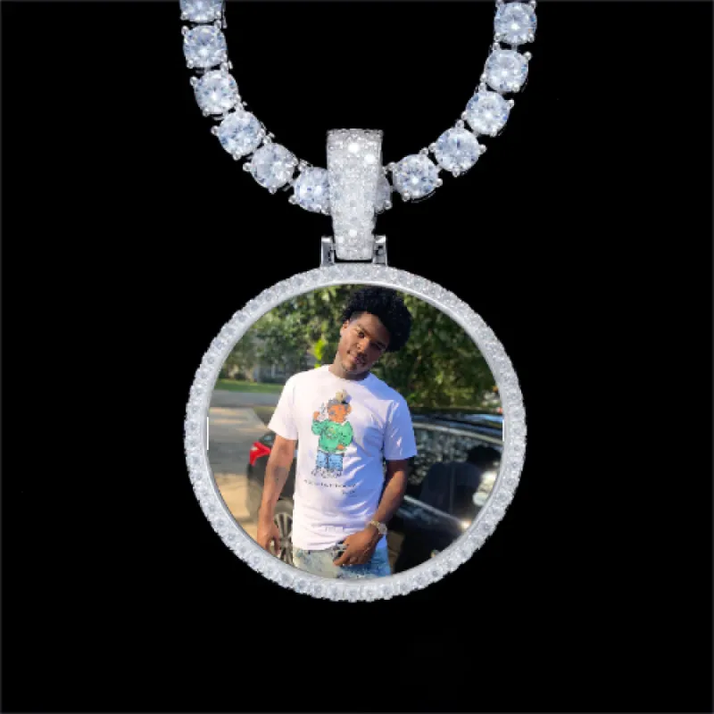 925S & VVS Moissanite 3D Circle Custom Picture Pendant sold by The GUU Shop