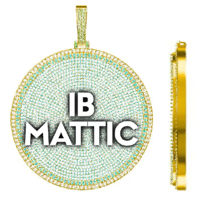 CUSTOM LETTER NECKLACE 3D BIG DISC sold by The GUU Shop