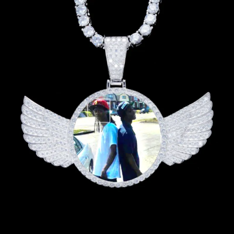 925S & VVS Moissanite 3D Wing Custom Picture Pendant sold by The GUU Shop