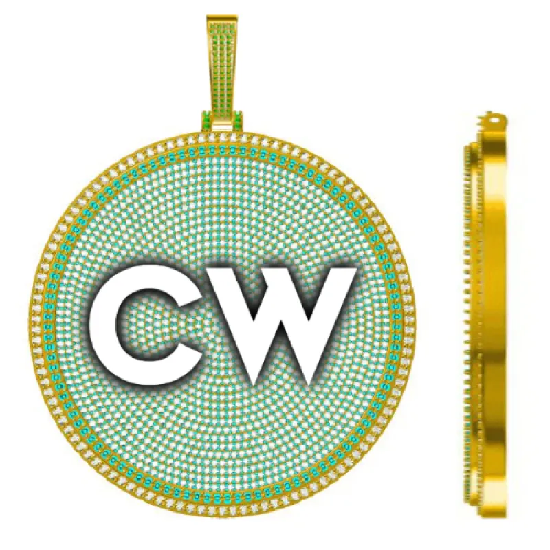 CUSTOM LETTER NECKLACE 3D BIG DISC sold by The GUU Shop