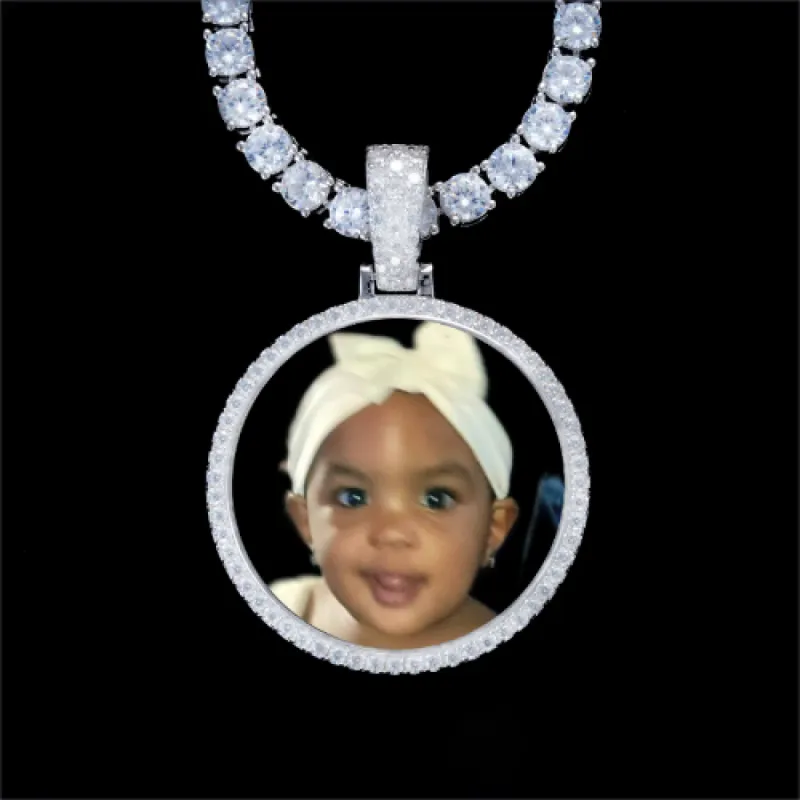 925S & VVS Moissanite 3D Circle Custom Picture Pendant sold by The GUU Shop