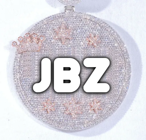 CUSTOM LETTER NECKLACE 3D BIG CROWN DISC sold by The GUU Shop