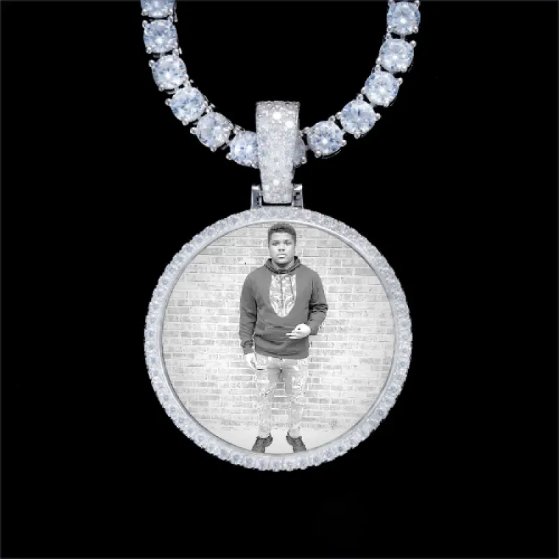 925S & VVS Moissanite 3D Circle Custom Picture Pendant sold by The GUU Shop
