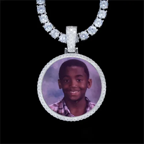 925S & VVS Moissanite 3D Circle Custom Picture Pendant sold by The GUU Shop