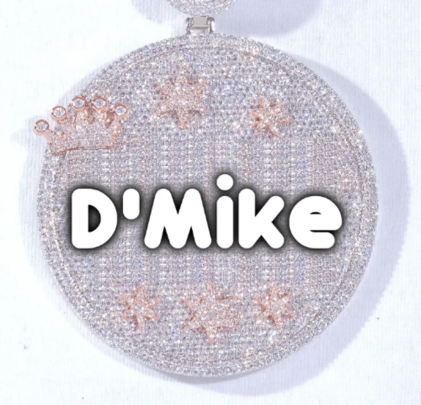 CUSTOM LETTER NECKLACE 3D BIG CROWN DISC sold by The GUU Shop