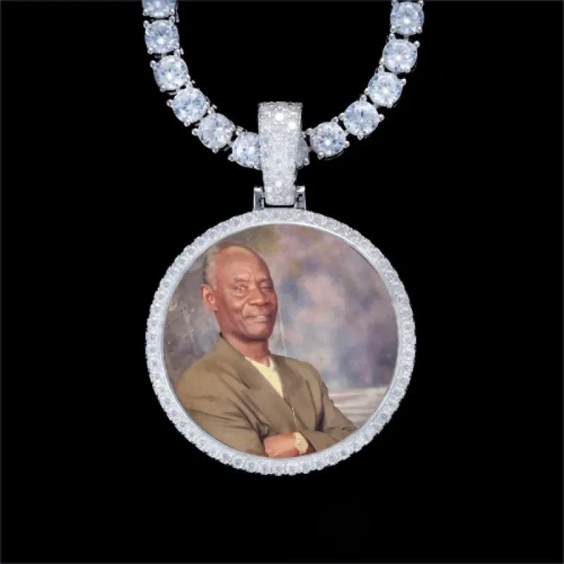 925S & VVS Moissanite 3D Circle Custom Picture Pendant sold by The GUU Shop