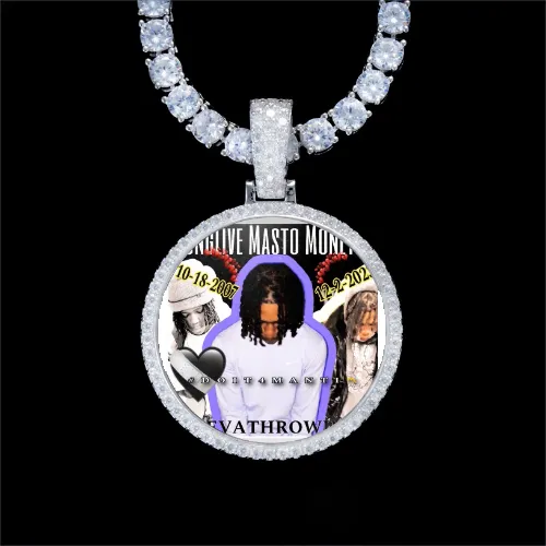 925S & VVS Moissanite 3D Circle Custom Picture Pendant sold by The GUU Shop