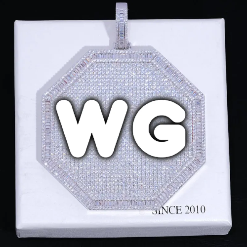 CUSTOM LETTER NECKLACE 3D BIG OCTAGON sold by The GUU Shop