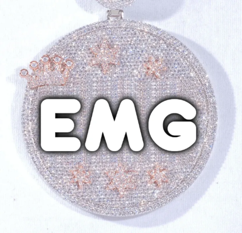 CUSTOM LETTER NECKLACE 3D BIG CROWN DISC sold by The GUU Shop