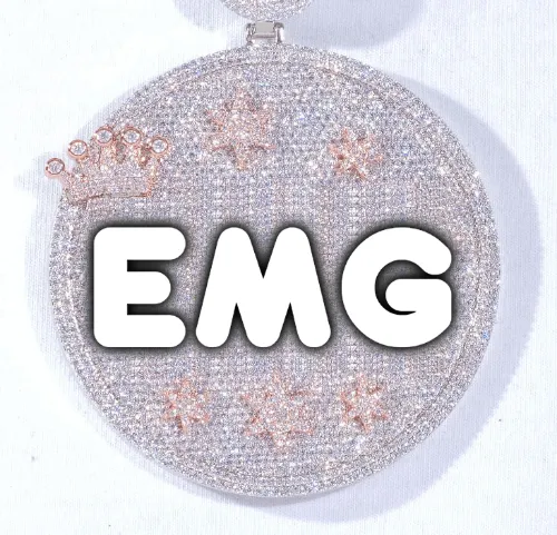 CUSTOM LETTER NECKLACE 3D BIG CROWN DISC sold by The GUU Shop