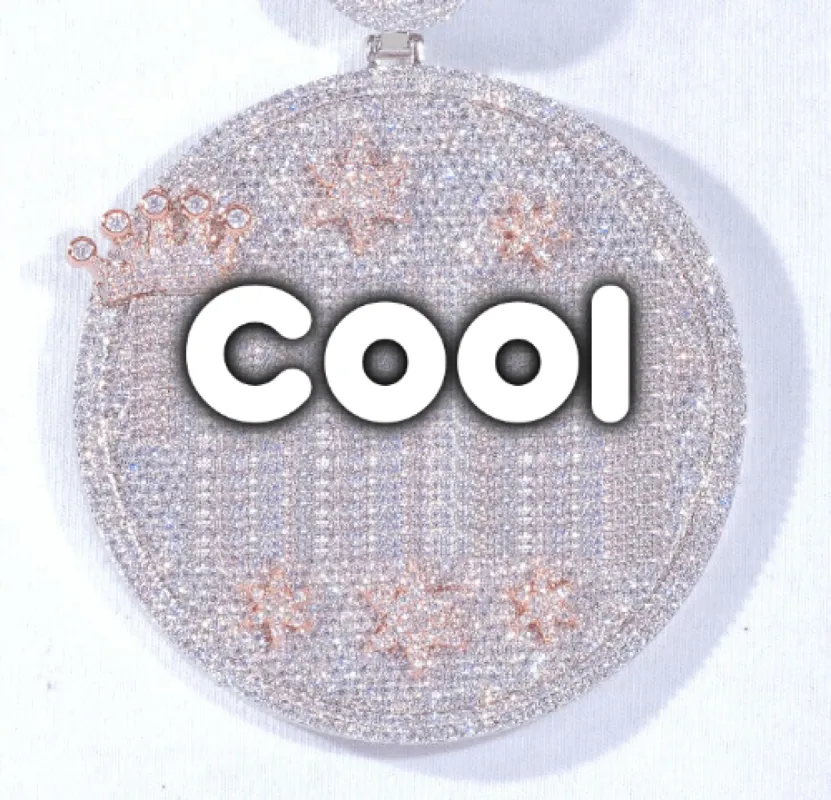 CUSTOM LETTER NECKLACE 3D BIG CROWN DISC sold by The GUU Shop