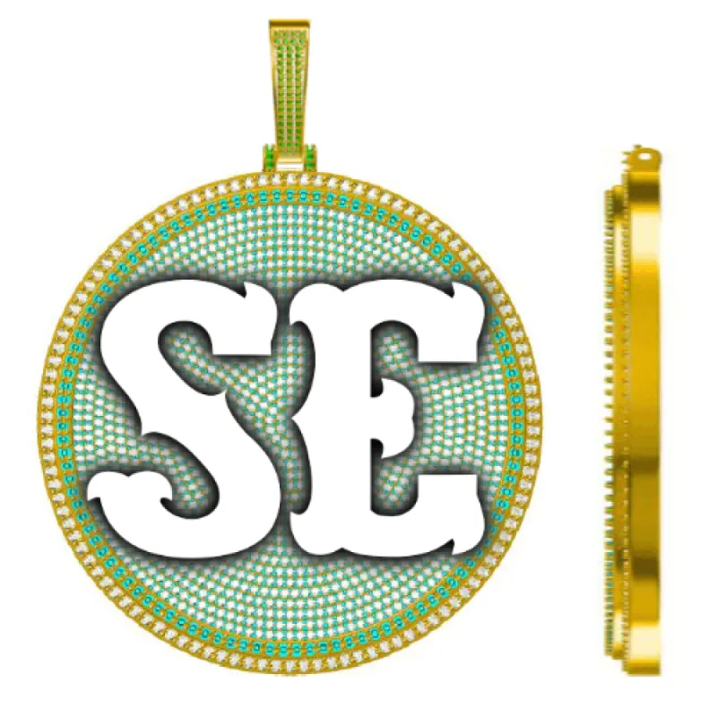 CUSTOM LETTER NECKLACE 3D BIG DISC sold by The GUU Shop