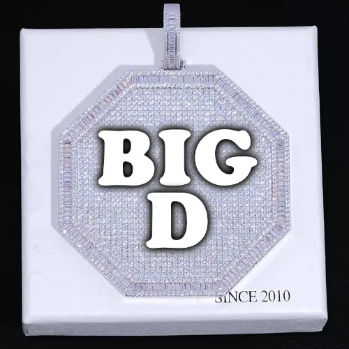CUSTOM LETTER NECKLACE 3D BIG OCTAGON sold by The GUU Shop
