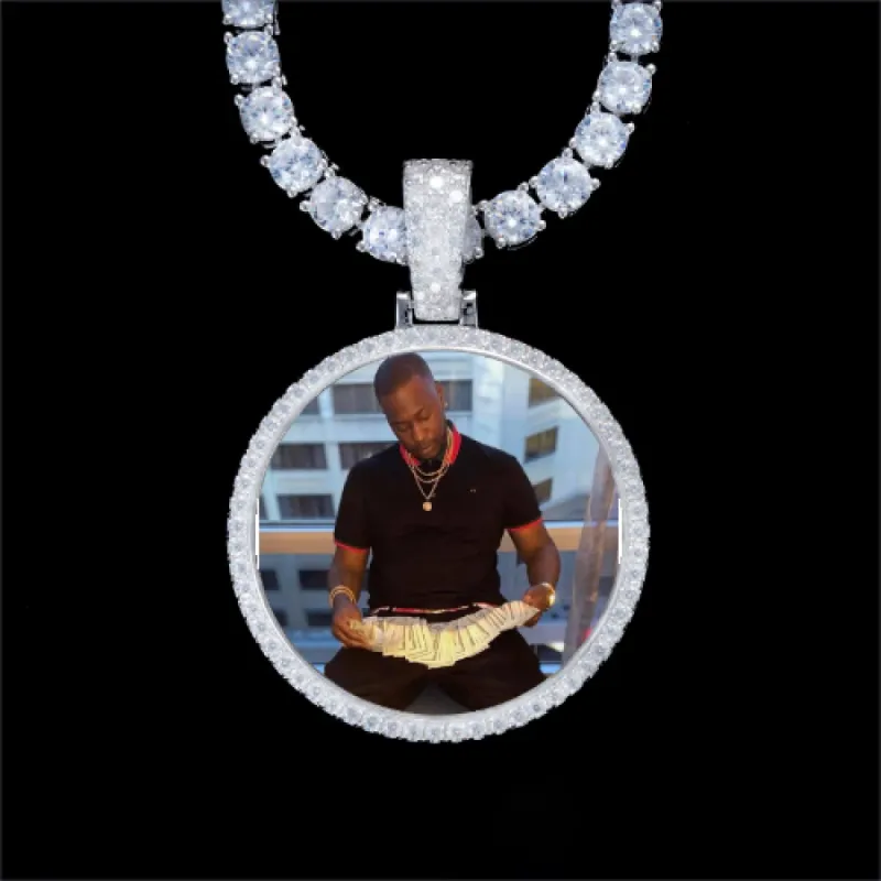 925S & VVS Moissanite 3D Circle Custom Picture Pendant sold by The GUU Shop