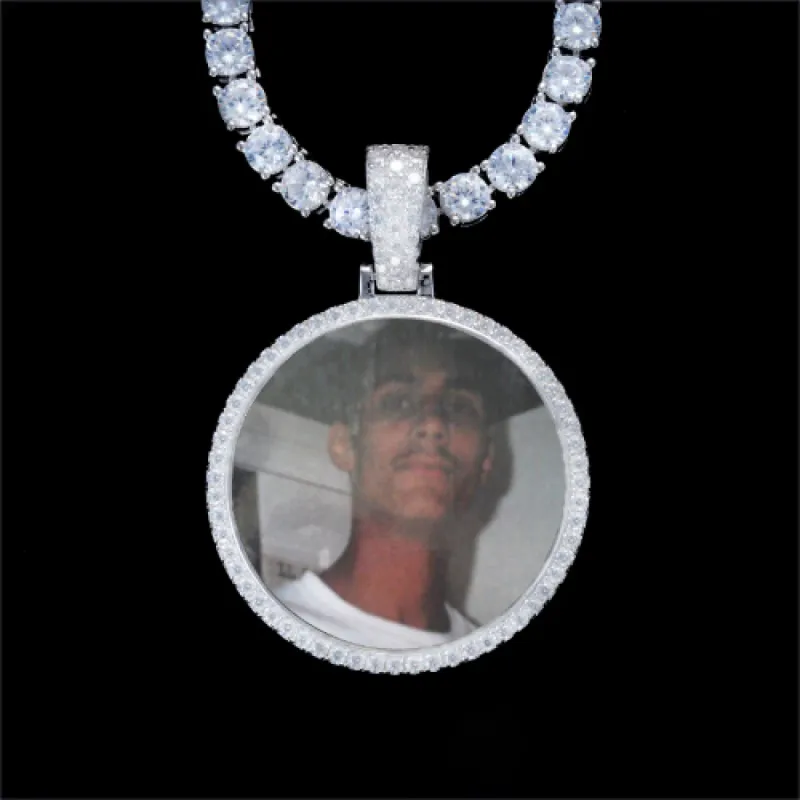 925S & VVS Moissanite 3D Circle Custom Picture Pendant sold by The GUU Shop