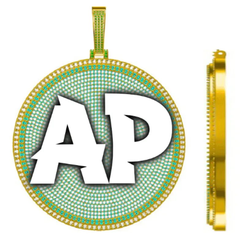 CUSTOM LETTER NECKLACE 3D BIG DISC sold by The GUU Shop