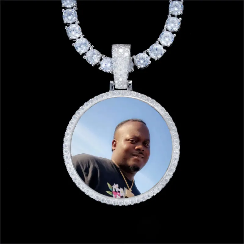 925S & VVS Moissanite 3D Circle Custom Picture Pendant sold by The GUU Shop