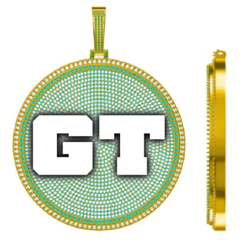 CUSTOM LETTER NECKLACE 3D BIG DISC sold by The GUU Shop