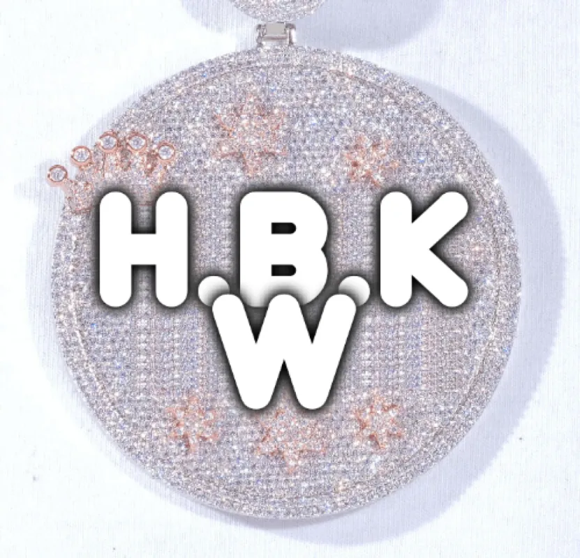 CUSTOM LETTER NECKLACE 3D BIG CROWN DISC sold by The GUU Shop