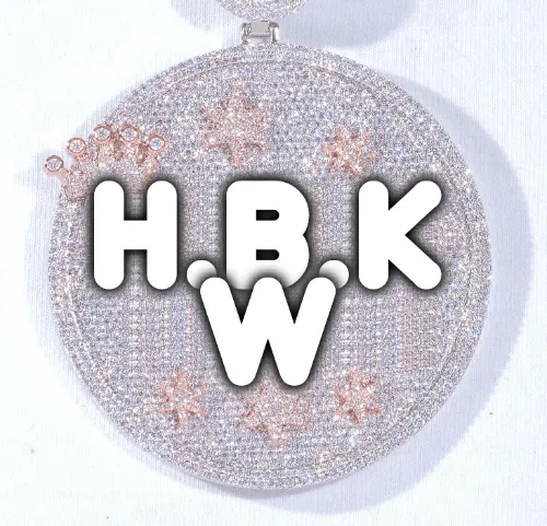 CUSTOM LETTER NECKLACE 3D BIG CROWN DISC sold by The GUU Shop